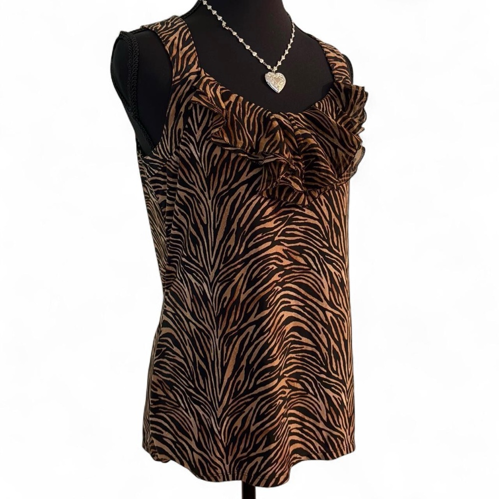 y2k tiger print ruffle tank top